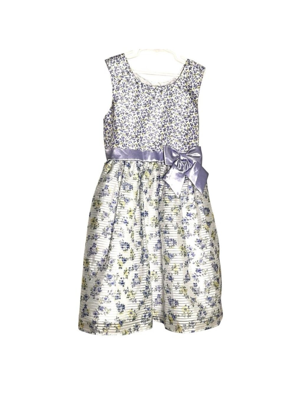 Jona Michelle Girls Sz 8 Floral Party Dress Bow Waist Flower Girl Formal Summer